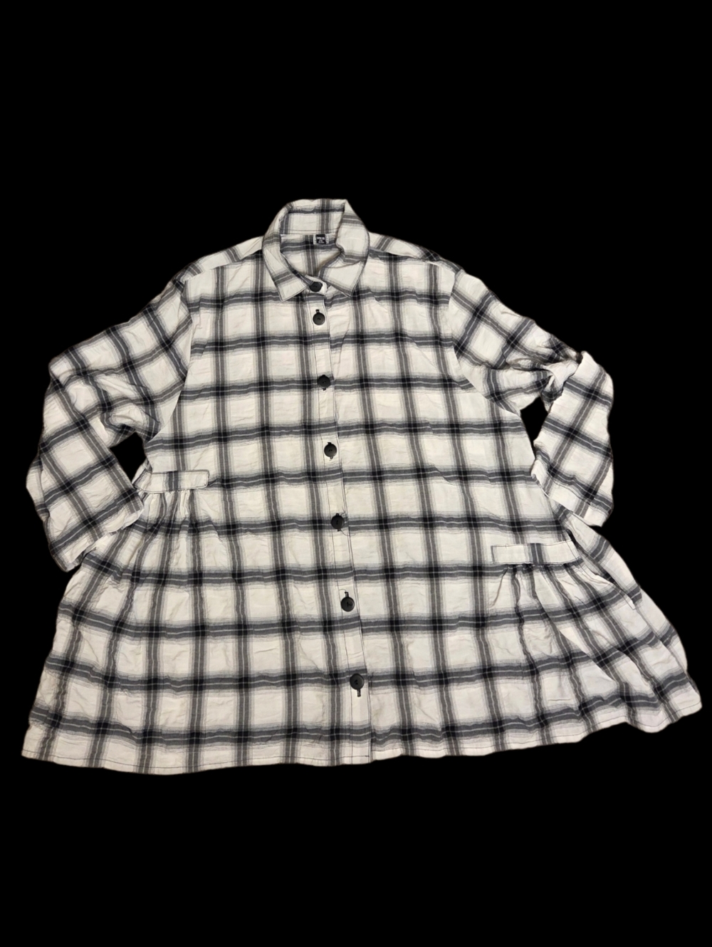 Dress To Kill Relaxed Lagenlook Drapey Modern Button Shirt Long Plaid Blouse
